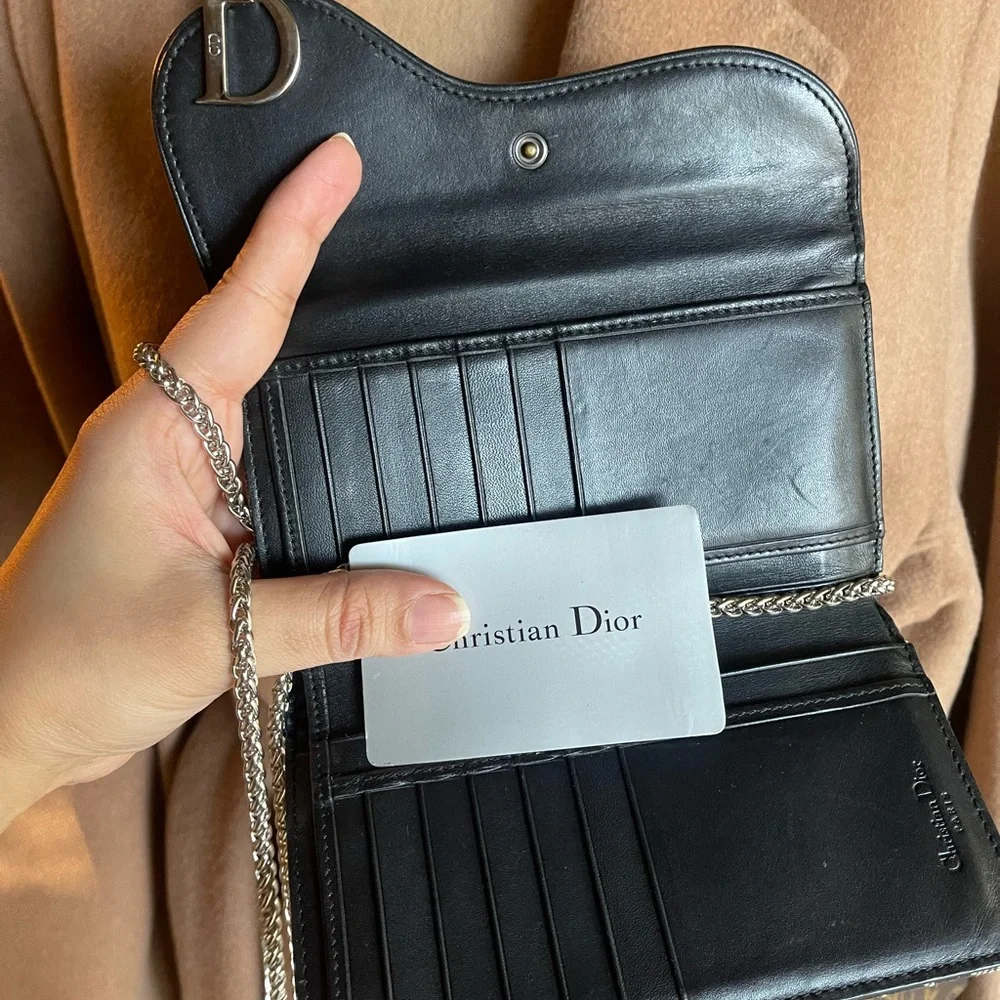 Authentic Christian Dior D ring oblique jacquard wallet wallet CM1022 (F1037)